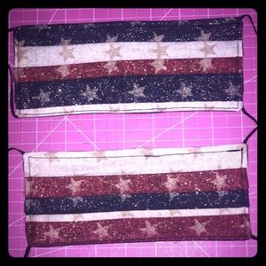 Adult glittery face mask flag design